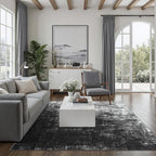 DCX Abstract Area Rug 5x7, Washable Black Modern Rug - Image 3