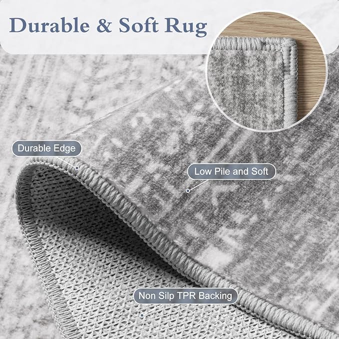 6x9 Area Rugs for Living Room Non Slip Machine Washable Rug Distressed Abstract - Image 5