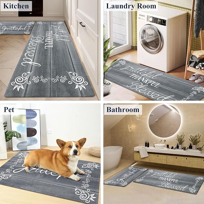 HEBE Anti Fatigue Kitchen Mat Set of 2 Non Slip Cushioned Kitchen Mats - Image 5