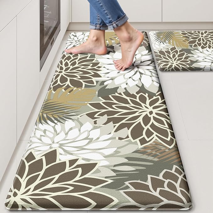 Kitchen Mats for Floor 2PCS Cushioned Anti Fatigue Kitchen Mats Waterproof Non by ArenaRug