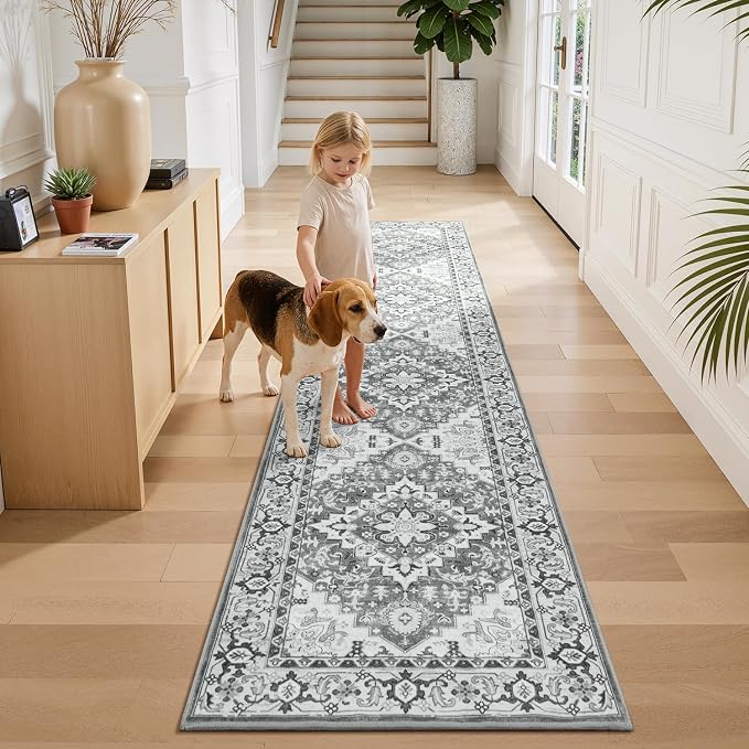 Lessymo Runner Rug for Hallway 2 x 8, Machine Washable Area Rugs Boho Faux Wool - Image 4