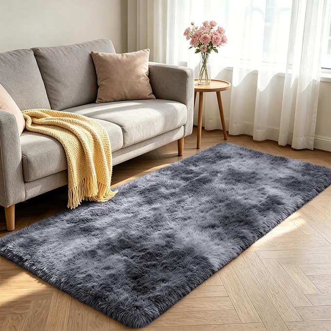 Shag Runner Rug for Bedroom Living Room 3x7 Upgrade Non-Slip Fluffy Soft - Image 2