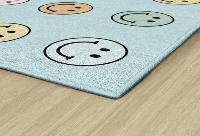 Flagship Carpets Pastel Rainbow Smileys Criss-Cross Applesauce Educational Area - Image 5