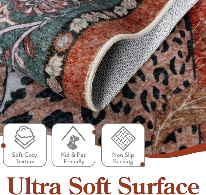 Moynesa Leopard Washable Rugs, 8x10 Area Rugs - Image 3