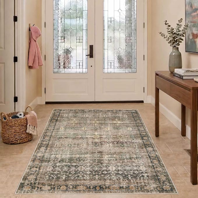 Rugxara 3x5 Rug for Entryway Bedroom, Vintage Retro Boho Throw Rug, Non Slip & - Image 4