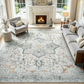 Lofus 8x10 Washable Rugs Non-Slip, Vintage Floral Area Rug by Lofus