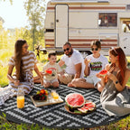 GENIMO 8' Round Outdoor Rug for Patios Clearance, Reversible Plastic Straw Rugs - Image 3