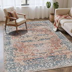 Rugxara 4x6 Rug for Living Room Bedroom, Washable Throw Rugs, Vintage Retro by Rugxara