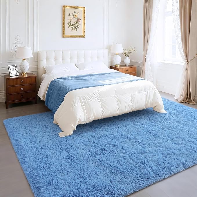 BENRON Light Blue Fluffy Rugs for Living Room Bedroom 4x6, Soft Plush Fuzzy - Image 2