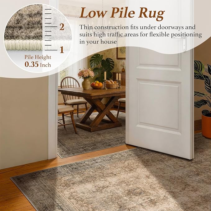 LIANLAM 6x9 Washable Area Rug, Vintage Boho Traditional Pattern, Non-Slip Stain - Image 7