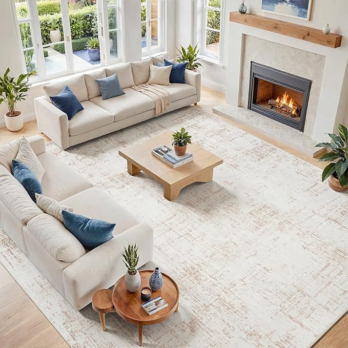 10x14 Area Rugs for Living Room Washable Rug: Anti-Skid Abstract Modern Living by Crority