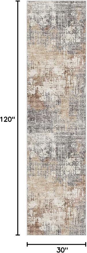 DMOYEST Washable Runner Rug for Hallway: 2.6x10 Neutral Modern Abstract Low - Image 2