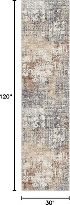DMOYEST Washable Runner Rug for Hallway: 2.6x10 Neutral Modern Abstract Low - Image 2