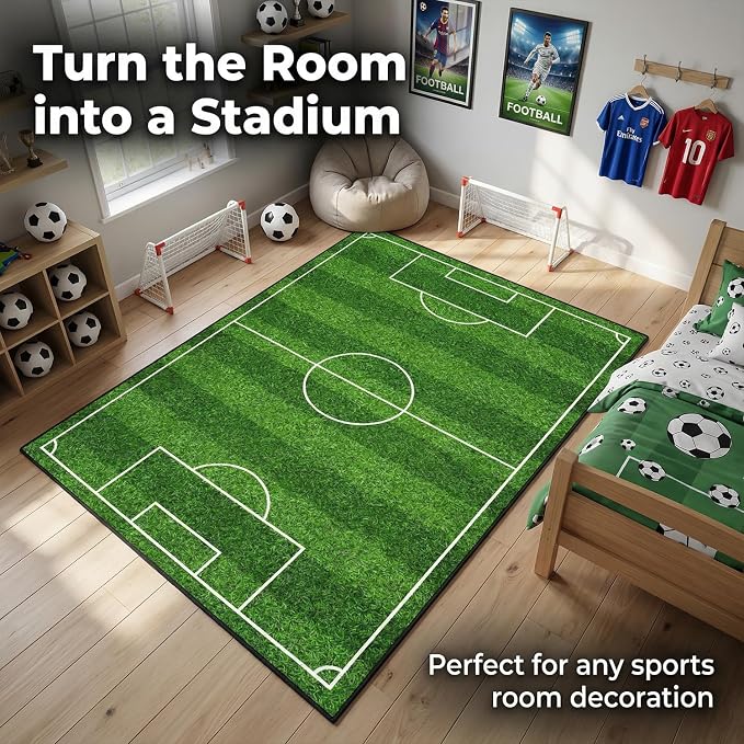 Soccer Rug for Kids, soft surface, non-slip backing, suitable for bedroom - Image 6