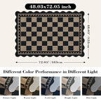 Checkered Easy Jute 4x6 Outdoor Patio Rug, Washable Indoor Outdoor Black - Image 2