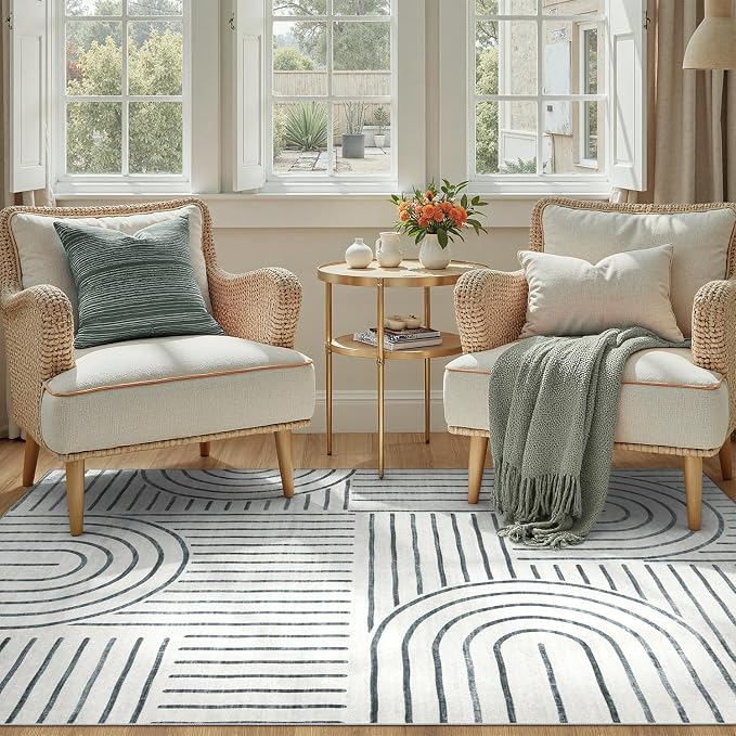 DCX Abstract Machine Washable 8x10 Rug, Soft Low Pile Non Slip Carpet, Kid & - Image 6