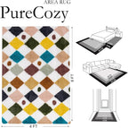 PureCozy Checkered Rug 4x6 Fluffy Shag Living Room Rainbow Area Rug Modern - Image 2