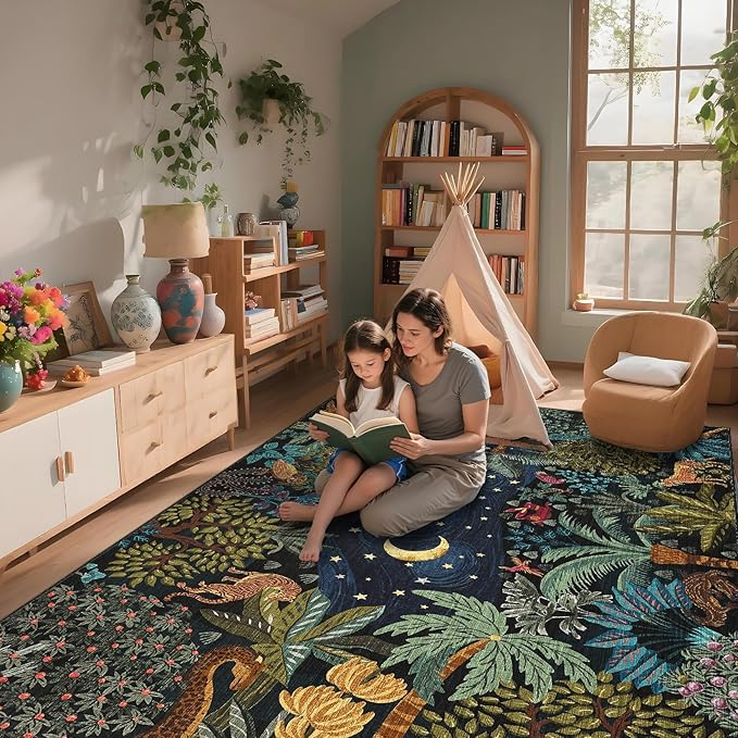 GarveeHome 6x9 Area Rug Jungle Green Washable Rugs - Image 2