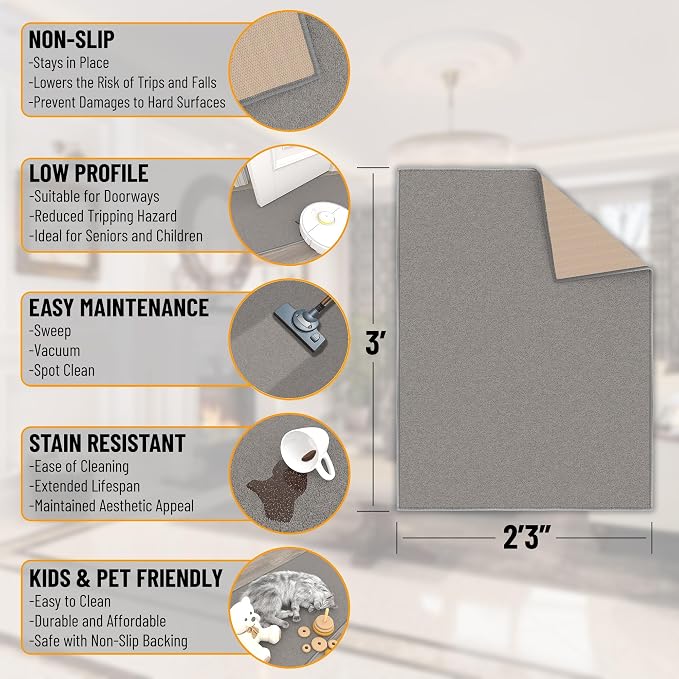 Ottomanson Door Mat Entryway Rug – Non-Slip Durable Low-Pile Kitchen Sink & - Image 2