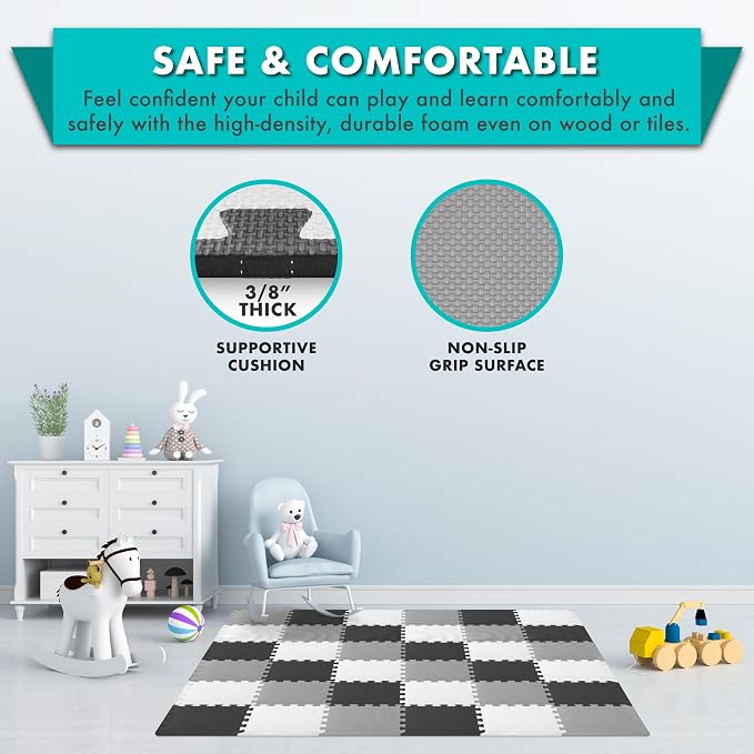 ProSource Baby Play Mat, Soft Foam Floor Tiles - Image 4