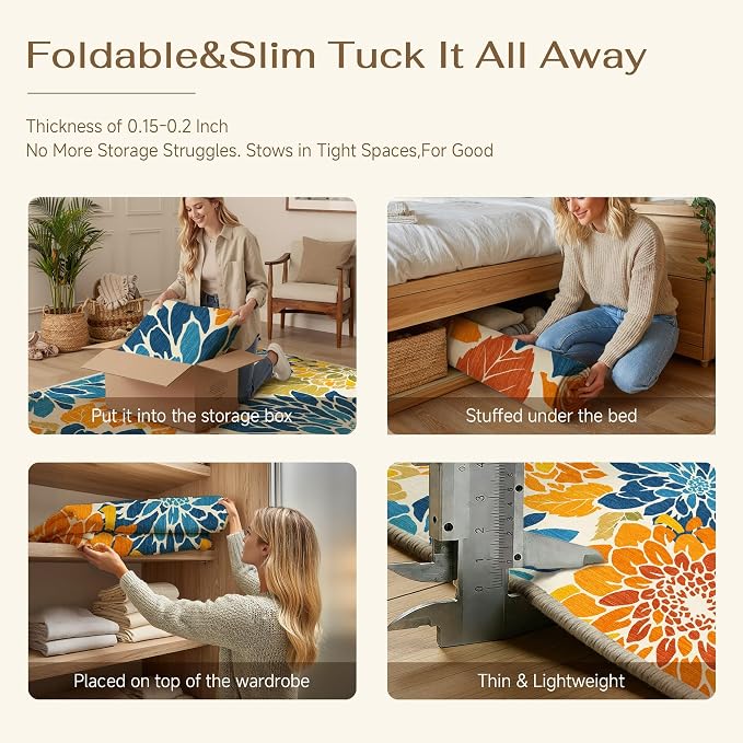 HUGEAR Floral Textured Weave Indoor Outdoor Area Rug 8X10 Washable High Traffic - Image 6