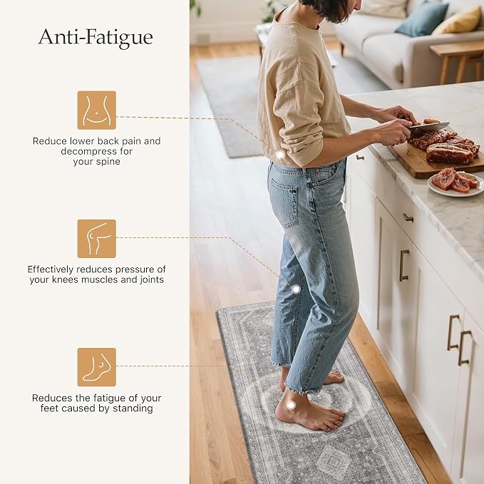 GENIMO Kitchen Mats for Floor 2PCs, Washable Anti Fatigue Mat for Cushioned - Image 3
