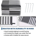 Garvee Waterproof Outdoor Rug 9x12, Checkered Foldable Plastic Straw Patio - Image 4