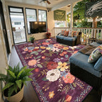 Area Rug 10x14 for Living Room, Non Slip Machine Washable Floral Rug, Low Pile - Image 7