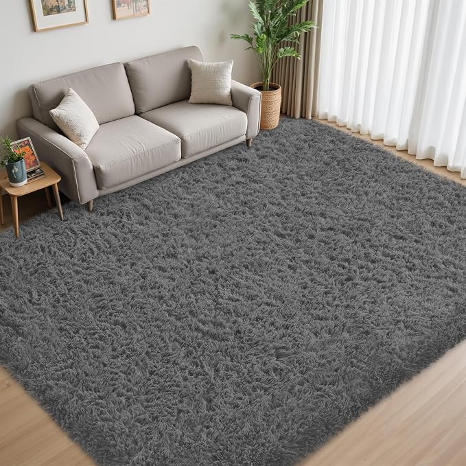 6x9 Area Rug for Living Room:Ultra Soft Fluffy Shag Dark Grey Rugs, Large Fuzzy - Image 3