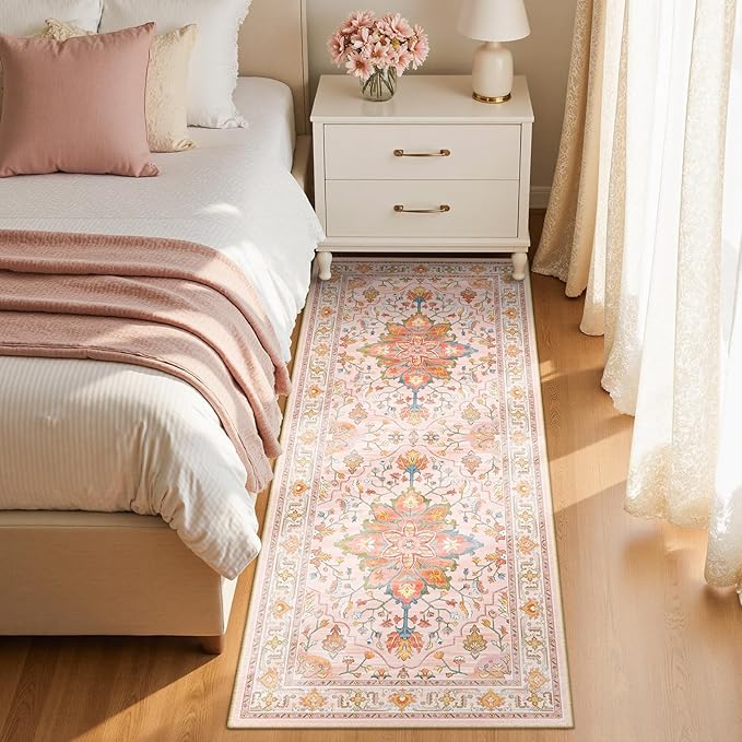 RELEANY Area Rugs Runner 2'x6' Washable Non-Slip, Floral Vintage Distress - Image 3