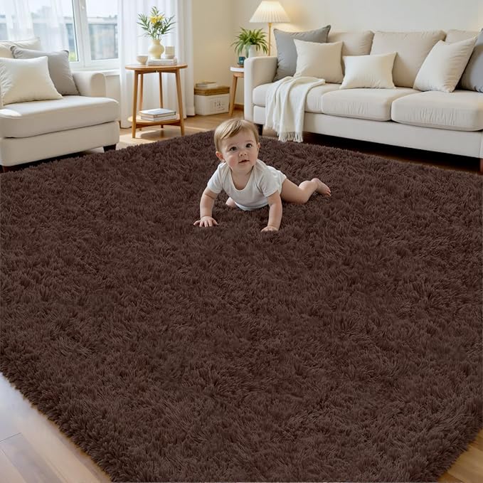 6x9 Area Rug for Living Room, Ultra Soft Fluffy Shag Rugs for Bedroom, Non-Slip by Yidanamy