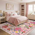 Latte&Fog Pink 8x10 Area Rugs for Living Room, Cute Floral Large Washable Rugs by LatteFog