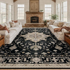 RELEANY Area Rugs Large 10'x12' Washable Non-Slip, Floral Vintage Distress - Image 2