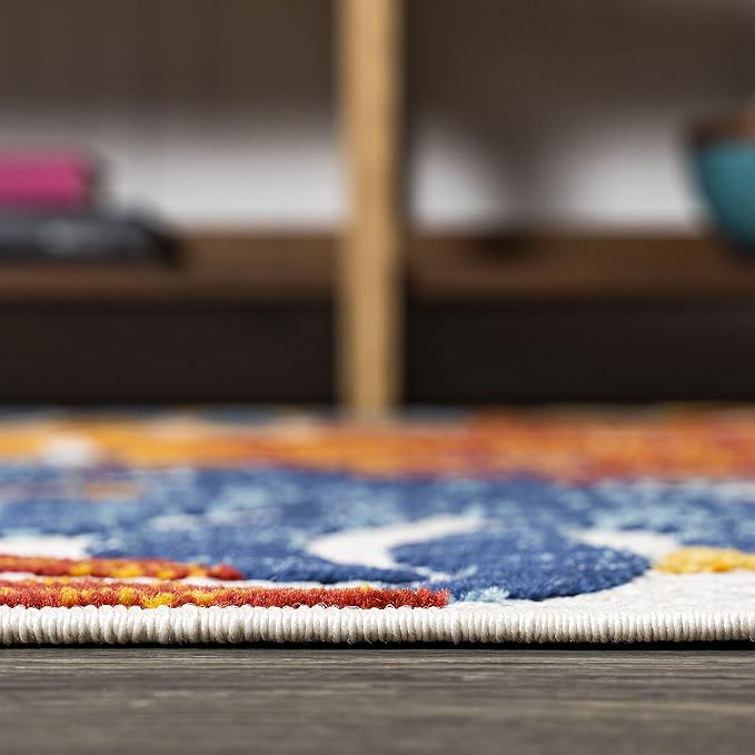 JONATHAN Y Tropics Palm Leaves Indoor Outdoor Square Area Rug 6X6 Cream/Orange - Image 8