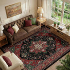 RELEANY Area Rugs 6'x8' Washable Non-Slip, Floral Vintage Distress Medallion by RELEANY