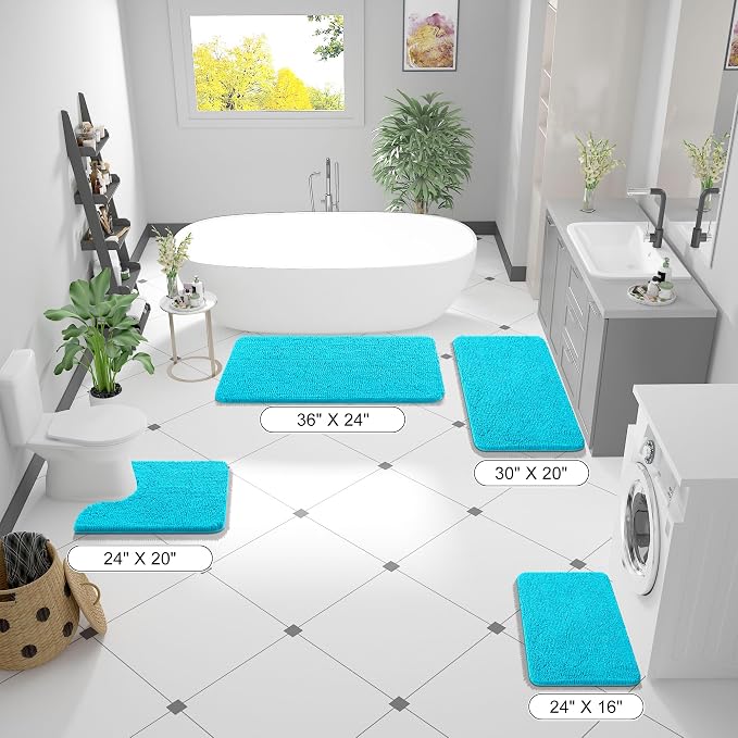 OLANLY Bathroom Rugs 36x24, Extra Soft Absorbent Chenille Bath Rugs, Rubber - Image 2