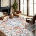 CHAMPLANT Area Rug 10x14 Washable Tangerine Vintage Traditional Mat Distressed by CHAMPLANT
