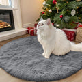OLANLY Light Grey Round Rugs for Bedroom by OLANLY