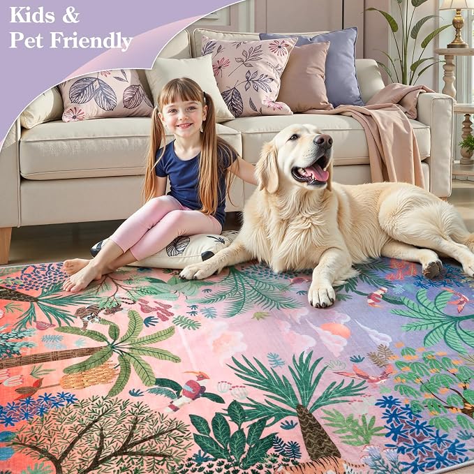 LIVEBOX Machine Washable Area Rugs 8x10 Lavender Girls Bedroom Rug, Soft - Image 6