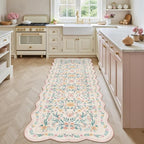 Scalloped Floral Runner Rug 2x6, Soft Cute Carpet Runner - Image 2