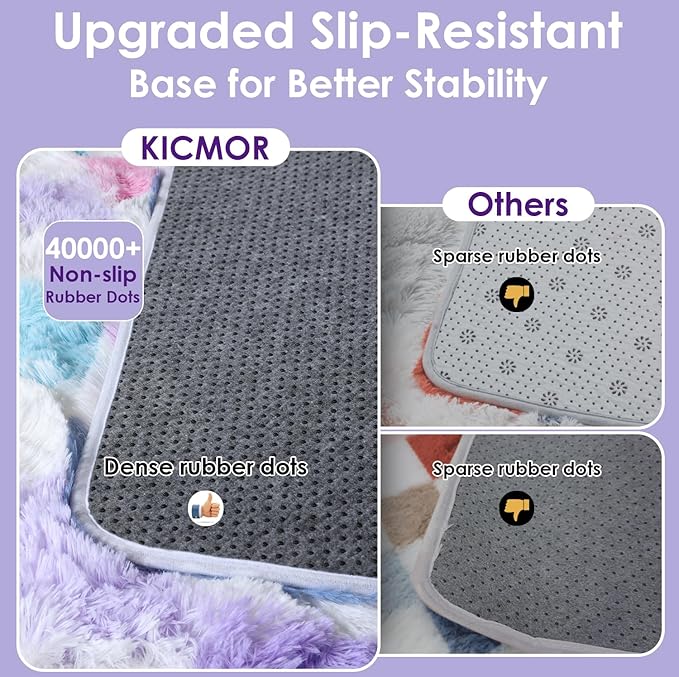 KICMOR Purple Rainbow Checkered 5x7 Area Rugs - Image 4