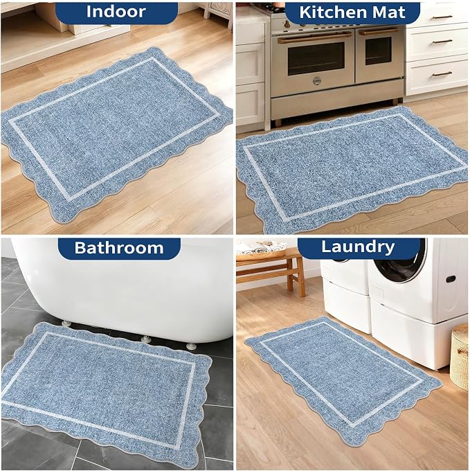 GarveeHome Scalloped Door Mat Indoor Entrance 2x3 Rug Machine Washable Boho - Image 3