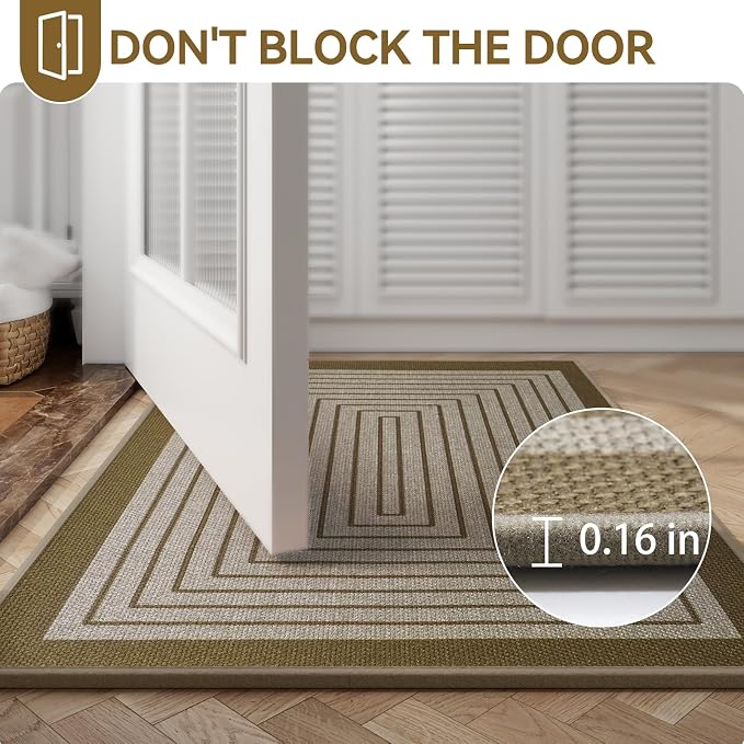 Front Door Mat 24''x35'', Absorbent Dirt Resist Washable Non Slip Low-Profile - Image 7