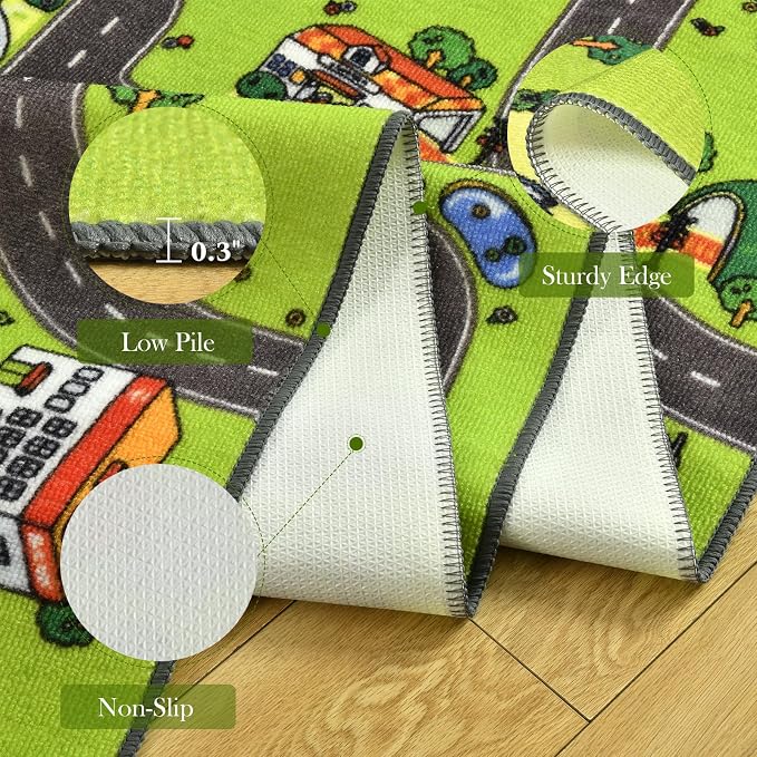 Terrug Kids Rug for Playroom, Non-Slip Washable Educational City Map for - Image 7