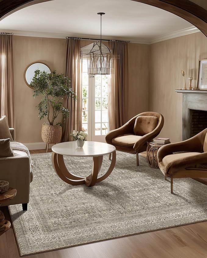 Washable Area Rugs for Living Room: 5x7 Bedroom Rug Boho Vintage Area Rug Stain by palohom