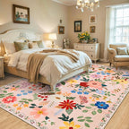 10x12 Area Rugs for Living Room: Floral Washable Rug Vintage Large Soft Boho - Image 3