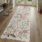 DCX Beige Floral Rug 2x6, Washable Beige Rug by DCXWashableRug