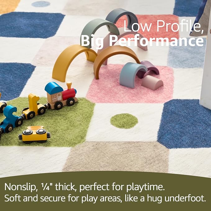 jinchan Macy Area Rug for Kids Room 5'x5' Square Rug Modern Colorful Nursery - Image 6