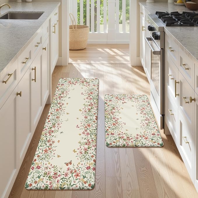 KIMODE Anti Fatigue Mats for Kitchen Floor, Farmhouse Kitchen Rugs Sets of 2 - Image 9