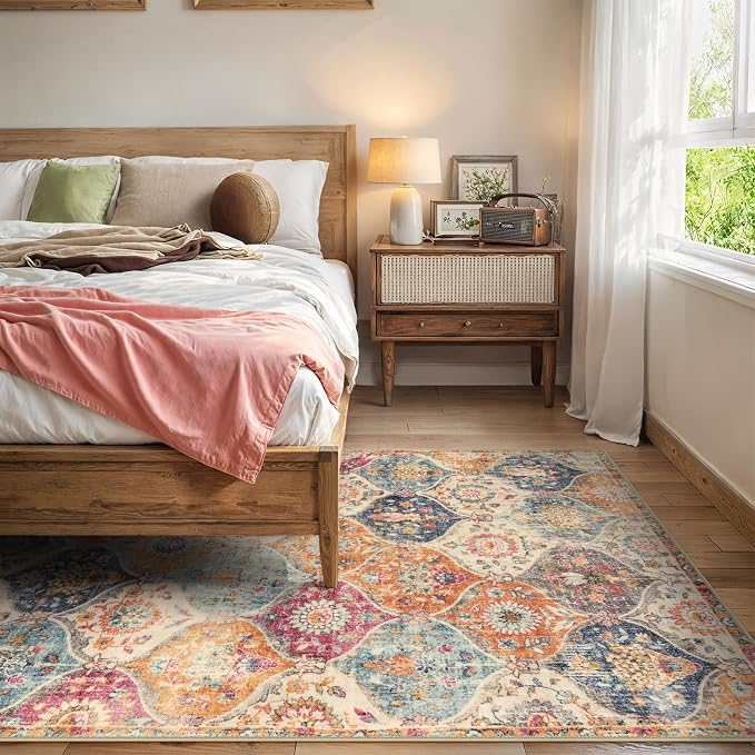Lahome Moroccan Trellis Washable Area Rugs 5x7, 5x7 Area Rugs - Image 6